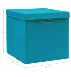 Boîtes de rangement et couvercles 4 pcs Bleu 32x32x32 cm Tissu