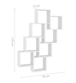 Étagère cube murale Blanc 90x15x119 cm Aggloméré