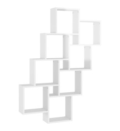 Étagère cube murale Blanc brillant 90x15x119 cm Aggloméré