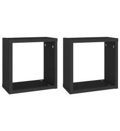 Étagères cube murales 2 pcs Noir 30x15x30 cm