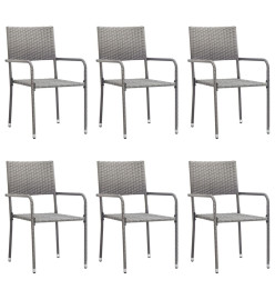 Ensemble à manger de jardin 7pcs gris/noir résine tressée/acier