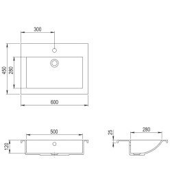 Lavabo en granit 600 x 450 x 120 mm Blanc