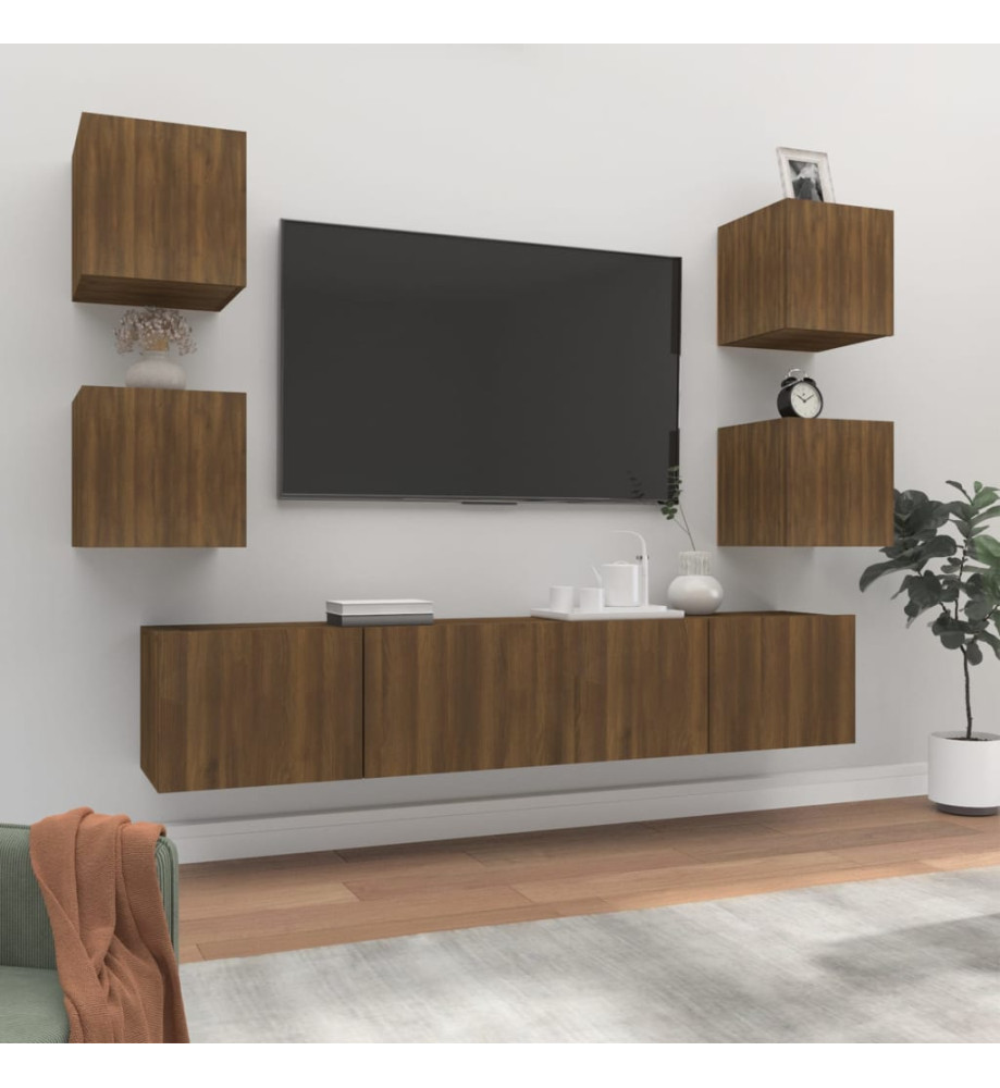 Ensemble de meubles TV 6 pcs Chêne marron Bois d'ingénierie