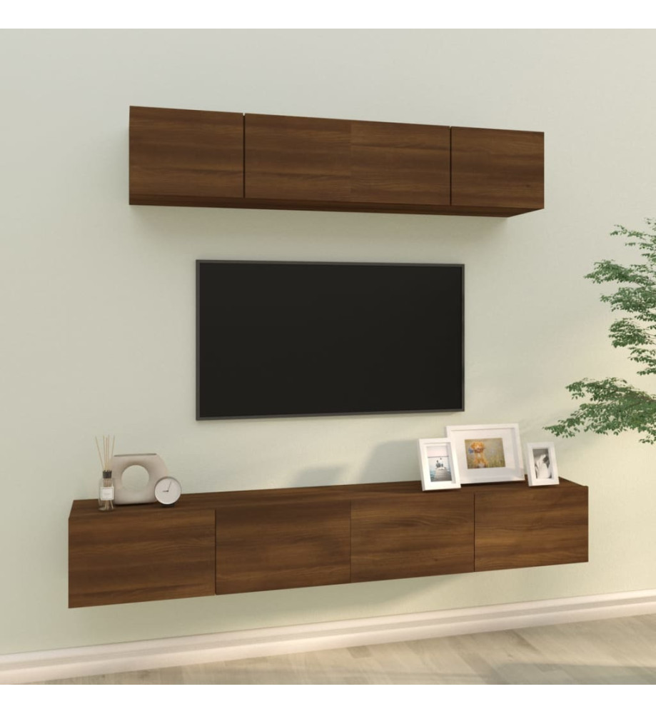 Ensemble de meubles TV 4 pcs Chêne marron Bois d'ingénierie