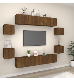 Ensemble de meubles TV 8 pcs Chêne marron Bois d'ingénierie