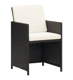 Ensemble à dîner de jardin coussins 21 pcs Noir Résine tressée
