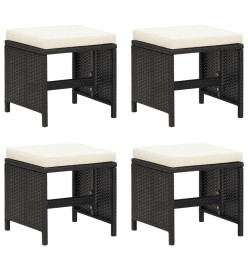 Ensemble à dîner de jardin coussins 21 pcs Noir Résine tressée
