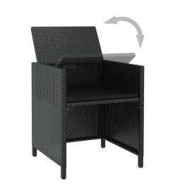 Salon de jardin 11 pcs avec coussins Résine tressée Noir