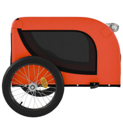 Remorque de vélo pour chien orange et noir tissu oxford et fer