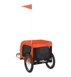 Remorque de vélo pour chien orange et noir tissu oxford et fer