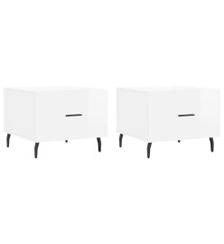 Tables basses 2 pcs blanc brillant 50x50x40cm bois d'ingénierie