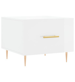 Table basse blanc brillant 50x50x40 cm bois d'ingénierie