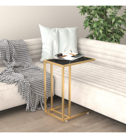 Table d'appoint ordinateur Marbre noir 50x35x65 cm Verre trempé