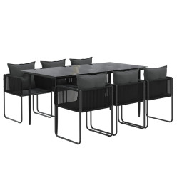 Ensemble de salle à manger de jardin 7 pcs Noir