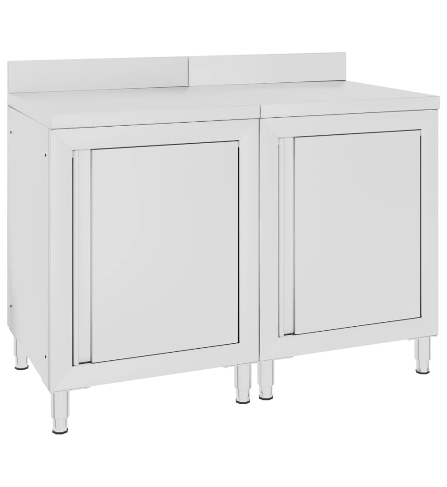 Table de travail commerciale avec armoire 120x60x96 cm Inox