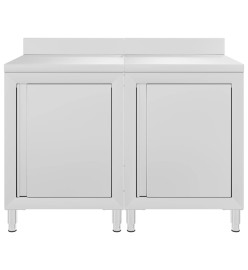 Table de travail commerciale avec armoire 120x60x96 cm Inox