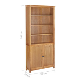 Bibliothèque avec 2 portes 90x30x200 cm Bois de chêne massif