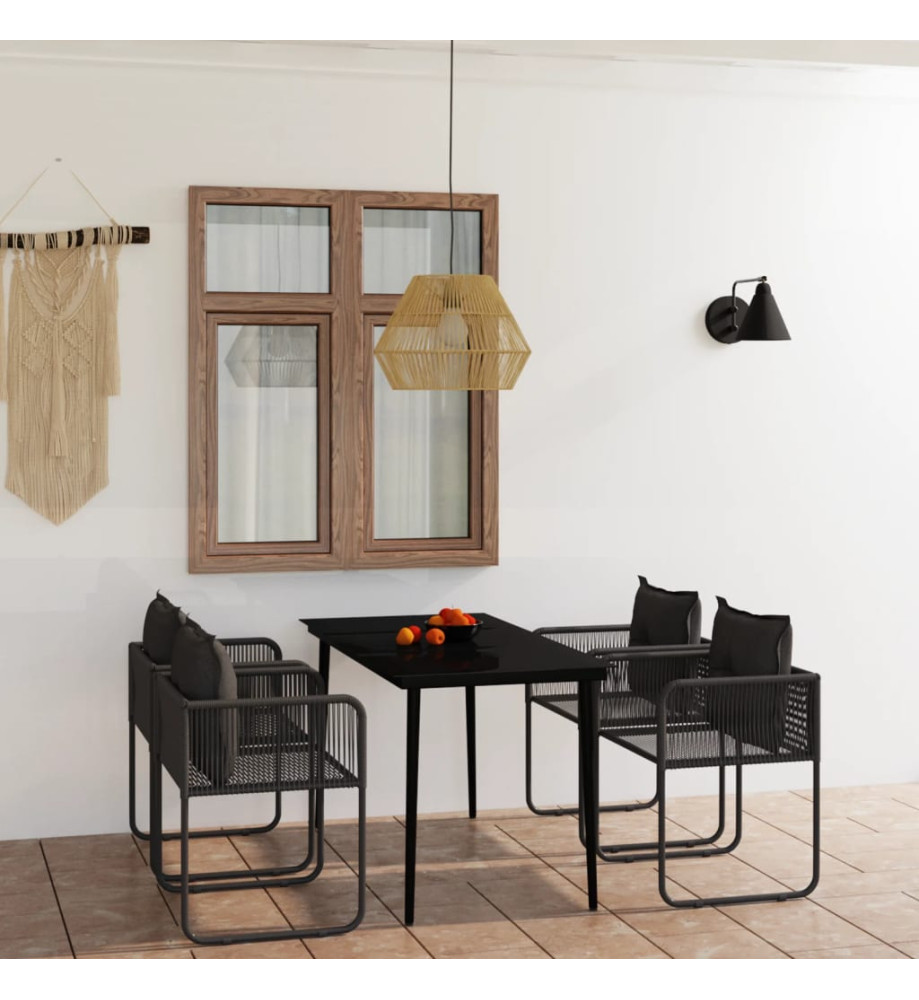 Ensemble de salle à manger de jardin 5 pcs Noir Ensemble de salle à manger de jardin 5 pcs Noir