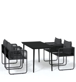 Ensemble de salle à manger de jardin 5 pcs Noir