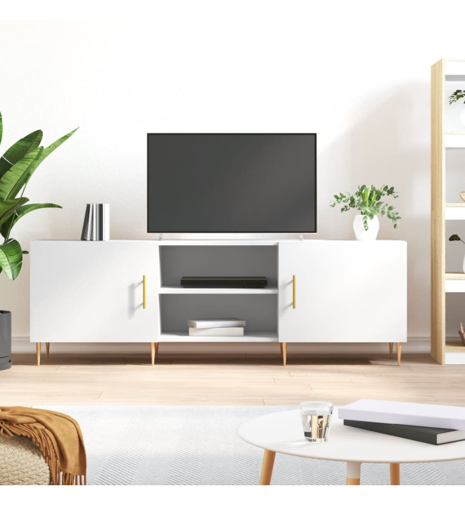 Meuble TV blanc 150x30x50 cm bois d'ingénierie