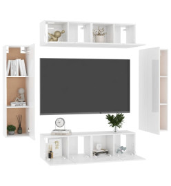 Ensemble de meubles TV 6 pcs Blanc brillant Aggloméré