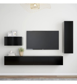 Ensemble de meuble TV 4 pcs Noir Aggloméré