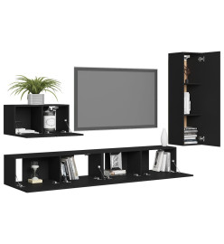 Ensemble de meuble TV 4 pcs Noir Aggloméré