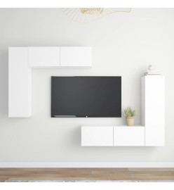 Ensemble de meubles TV 4 pcs Blanc Aggloméré