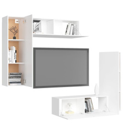 Ensemble de meubles TV 4 pcs Blanc Aggloméré