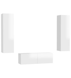 Ensemble de meubles TV 3 pcs Blanc brillant Aggloméré