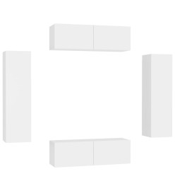 Ensemble de meubles TV 4 pcs Blanc Aggloméré