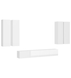 Ensemble de meuble TV 6 pcs Blanc brillant Aggloméré