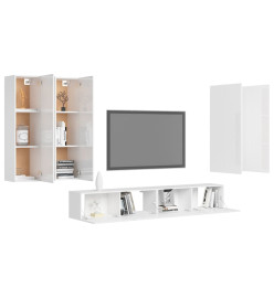 Ensemble de meuble TV 6 pcs Blanc brillant Aggloméré