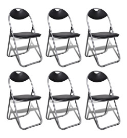 Chaises à manger pliables lot de 6 noir similicuir et acier