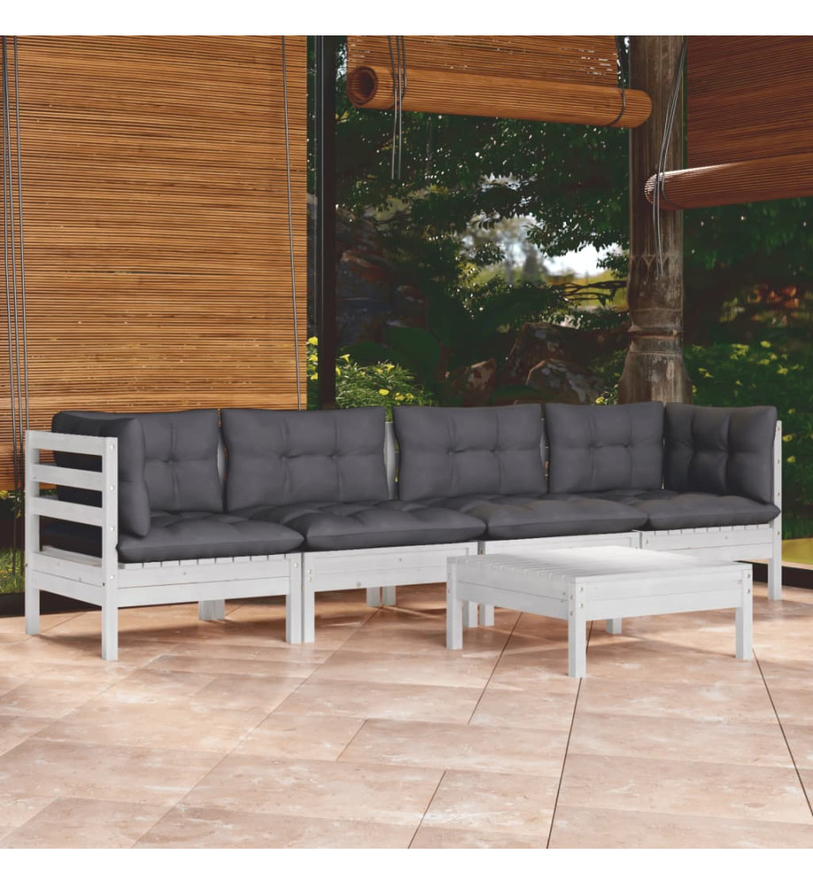 Salon de jardin 5 pcs avec coussins bois de pin massif Salon de jardin 5 pcs avec coussins bois de pin massif