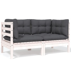 Salon de jardin 6 pcs avec coussins bois de pin massif