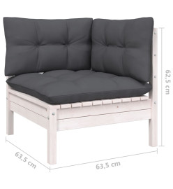 Salon de jardin 6 pcs avec coussins bois de pin massif