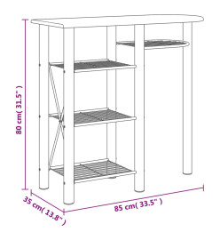 Ensemble de bar 3 pcs gris et marron bois d'ingénierie et fer