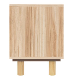 Meuble TV Marron 80x30x40cm Bois de pin massif et rotin naturel