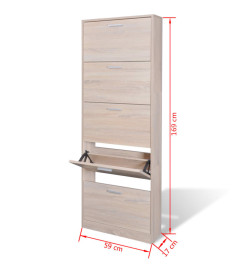 Meuble à chaussures en bois avec 5 compartiments Aspect chêne