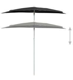 Demi-parasol de jardin avec mât 180x90 cm Noir