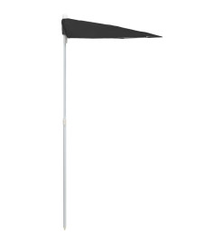 Demi-parasol de jardin avec mât 180x90 cm Noir