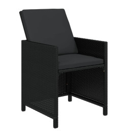 Ensemble à dîner de jardin coussins 13 pcs Résine tressée Noir