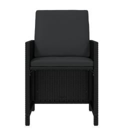 Ensemble à dîner de jardin coussins 13 pcs Résine tressée Noir