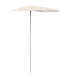 Demi-parasol de jardin avec mât 180x90 cm Sable