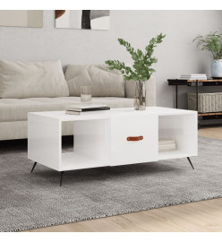 Table basse Blanc brillant 102x50x40 cm Bois d'ingénierie