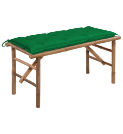 Banc de jardin pliable avec coussin 118 cm Bambou