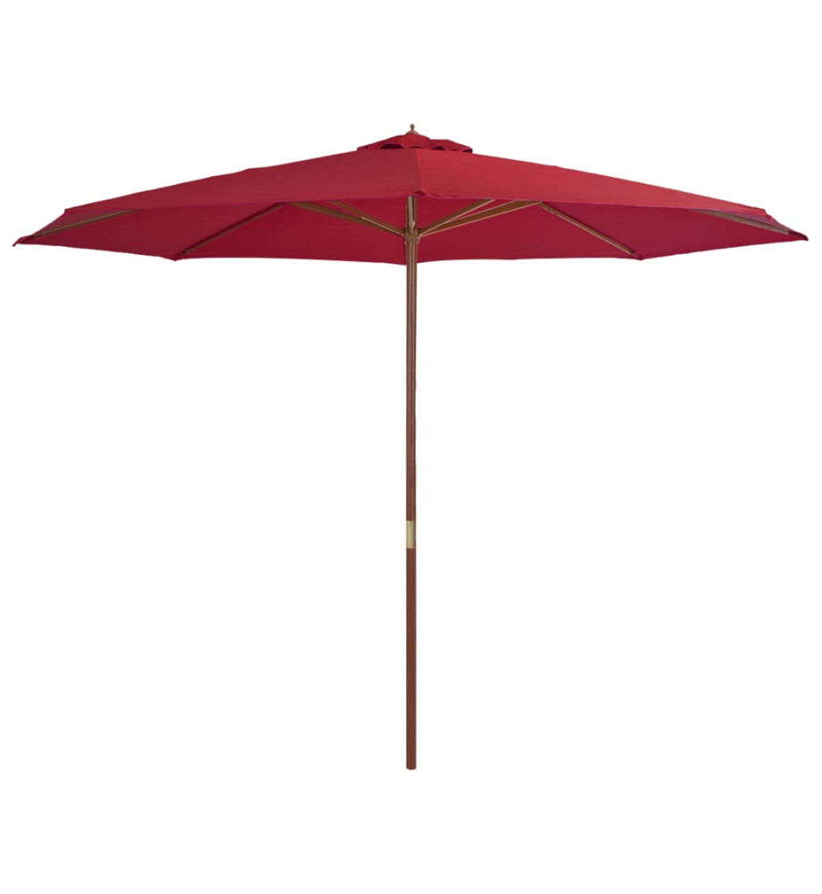 Parasol avec mât en bois 350 cm Bordeaux