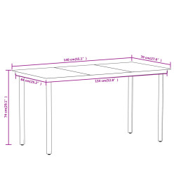 Ensemble de salle à manger de jardin 7 pcs Noir