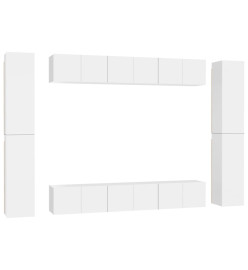 Ensemble de meubles TV 10 pcs Blanc Aggloméré